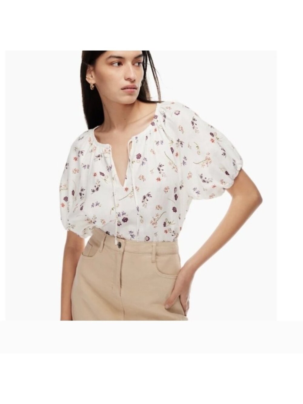 Wilfred Dickinson Pale Ivory Floral Print Blouse